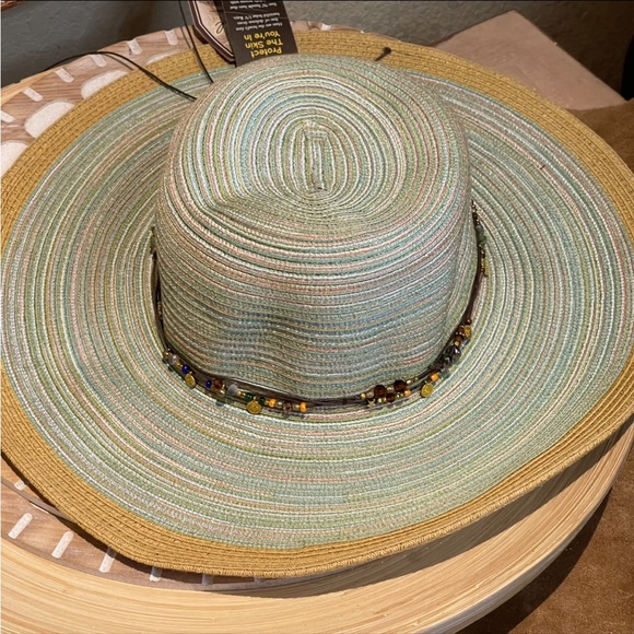 Sun and Sand Hat Straw Natural Beach Cruise Adjust UPF 50 new - Picture 9 of 12